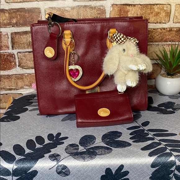 Dooney & Bourke Handbags - Janine Dooney Set bourgandy with charm